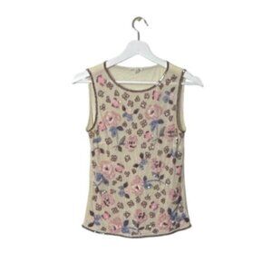 Escada Beaded Floral Sleeveless Top S Beige